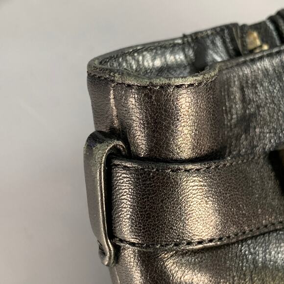 PRADA Size 7 Black Leather Kitten Heel Side Zipper Belted Ankle Boots - Picture 9 of 10